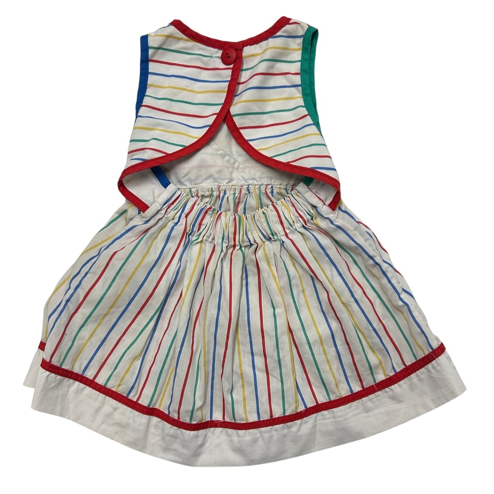 Kidcore Pinwheel Rainbow Stripe Open Back Sun Dress 4T Multicolor Retro Vintage - Picture 6 of 8